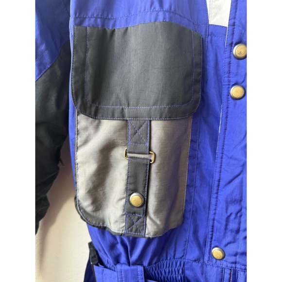 VTG OSSI Skiwear 90s Y2K One Piece Ski Suit Size L Colorblock Retro Insulated - Picture 5 of 12